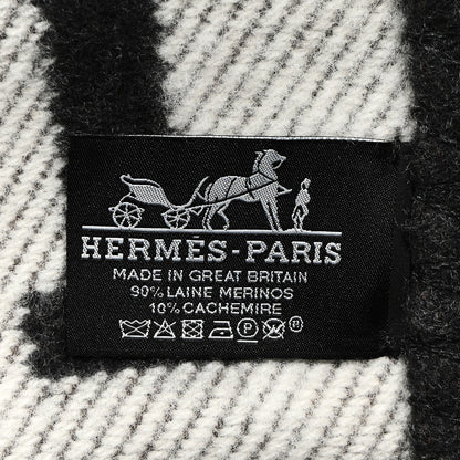 Hermes Wool Cashmere Avalon Signature Blanket Ecru Gris Fonce 3 of 3