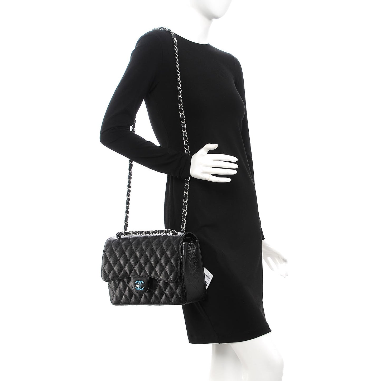 Caviar Quilted Jumbo Double Flap Black