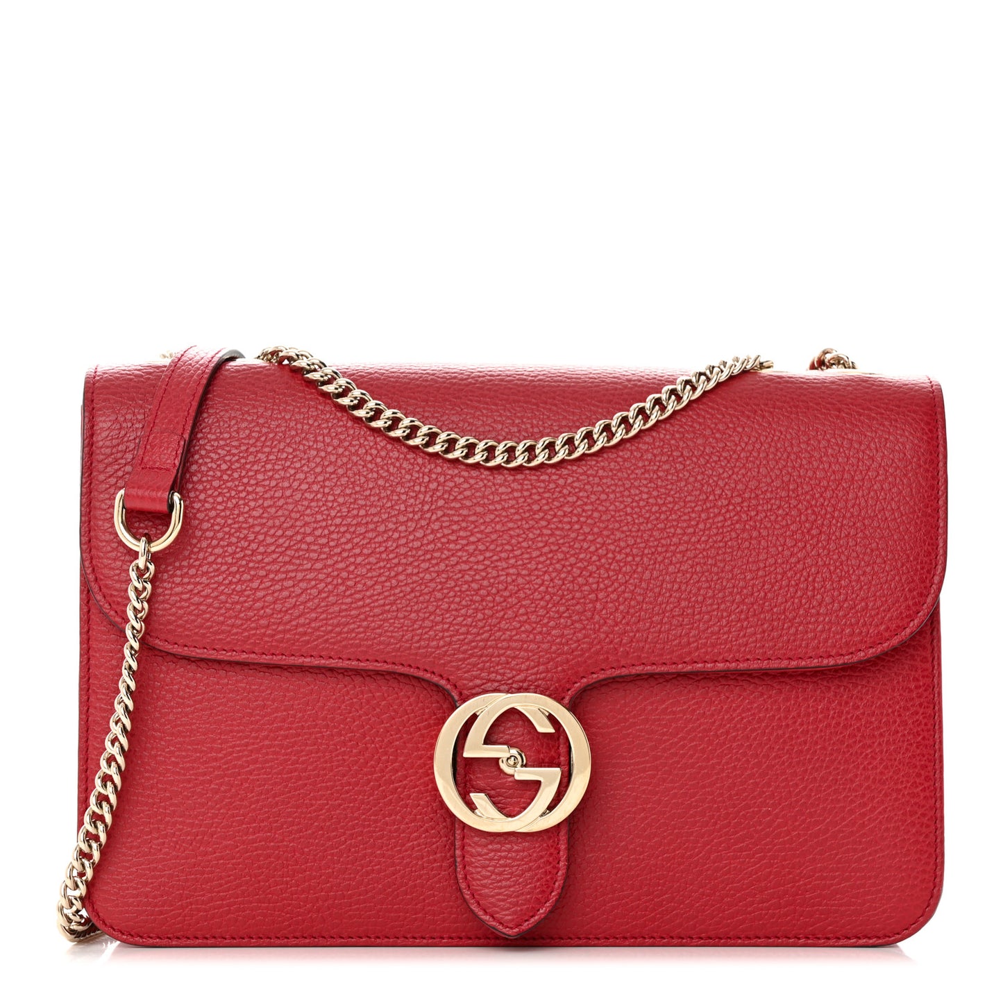 Dollar Calfskin Interlocking G Shoulder Bag Red
