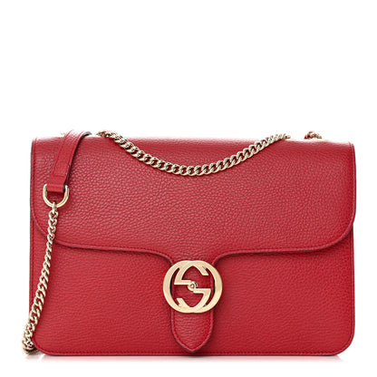 Gucci Dollar Calfskin Interlocking G Shoulder Bag Red 1 of 21