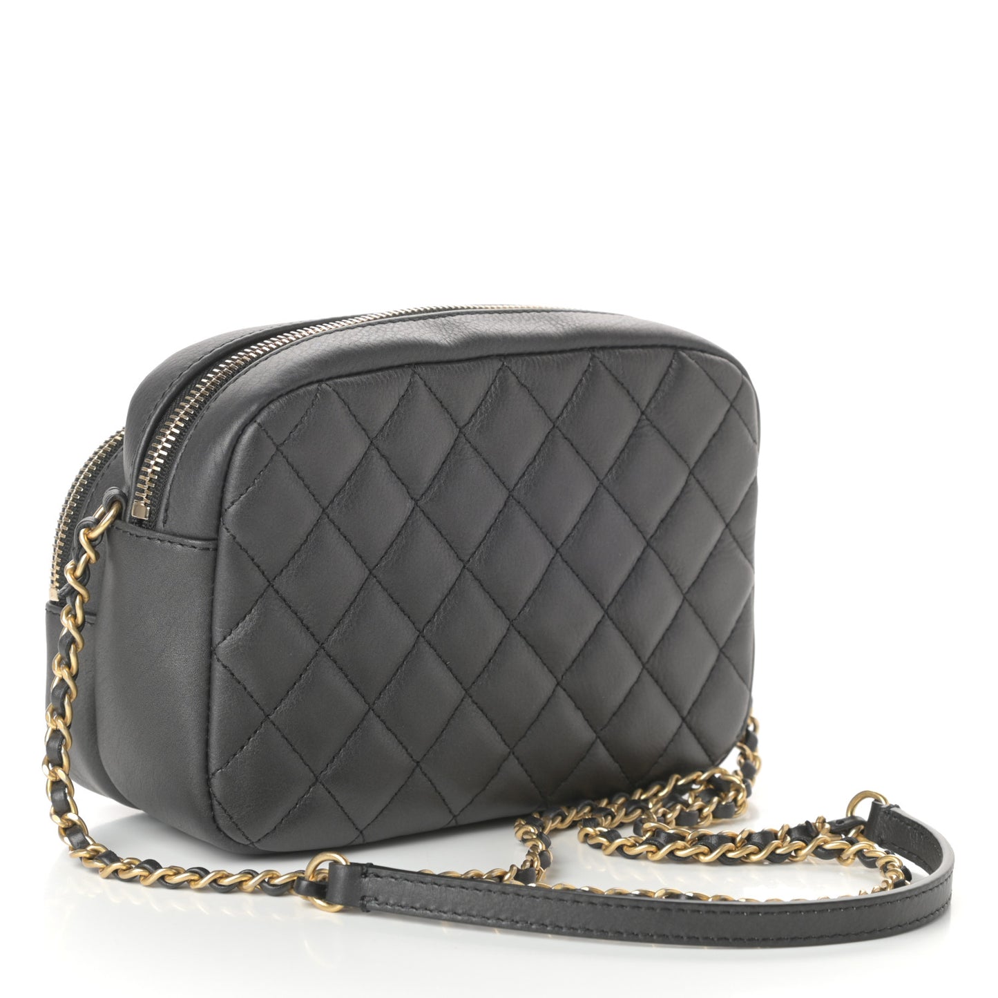 Calfskin Quilted Day Trips Camera Case Black