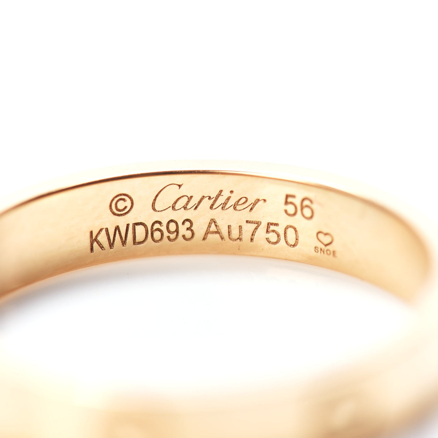 18K Yellow Gold 3.5mm LOVE Wedding Band Ring 56 7.5