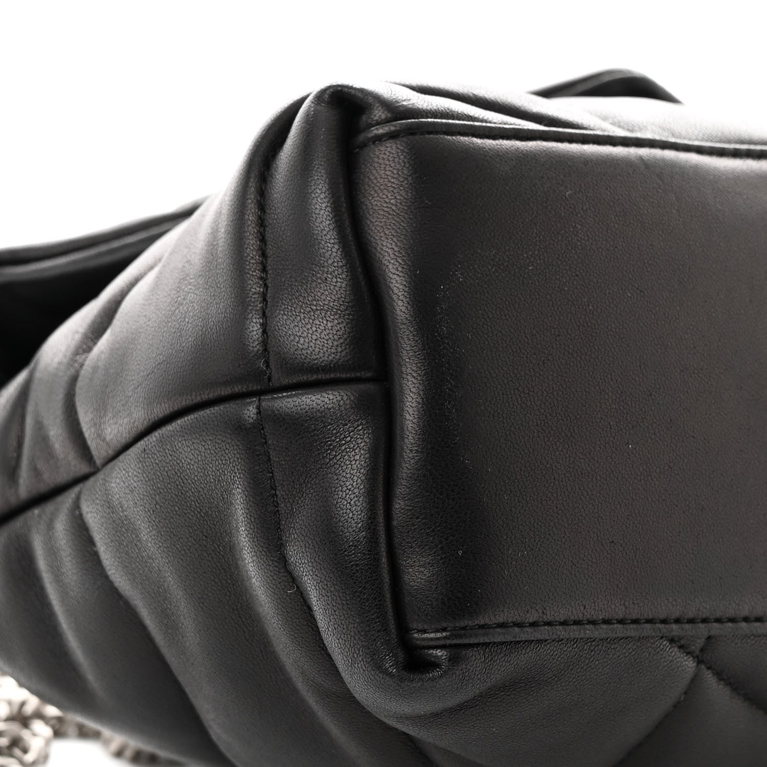 Saint Laurent Lambskin Quilted Small Loulou Puffer Monogram Chain Satchel Black 9 of 11