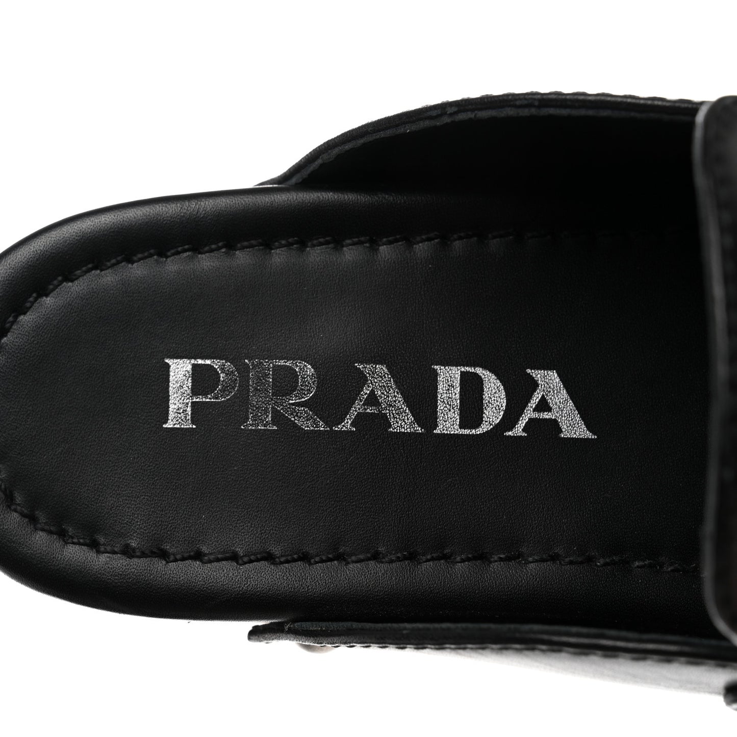 Natural Calfskin Metal Triangle Logo 45mm Clogs 36 Black