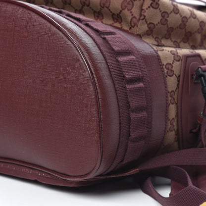 Gucci GG Monogram Script Logo Large Double Pocket Backpack Sahara Rubino Bordeaux 9 of 10