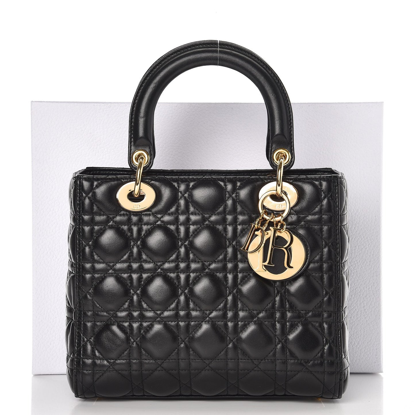 Lambskin Cannage Medium Lady Dior Black