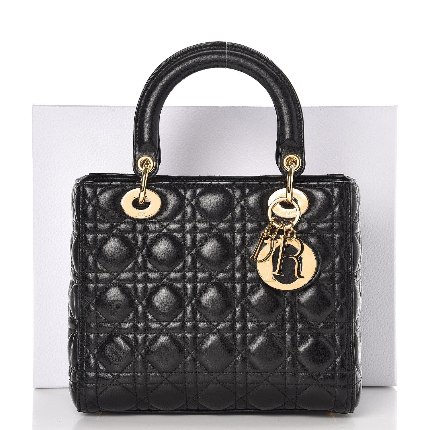 Christian Dior Lambskin Cannage Medium Lady Dior Black 8 of 10