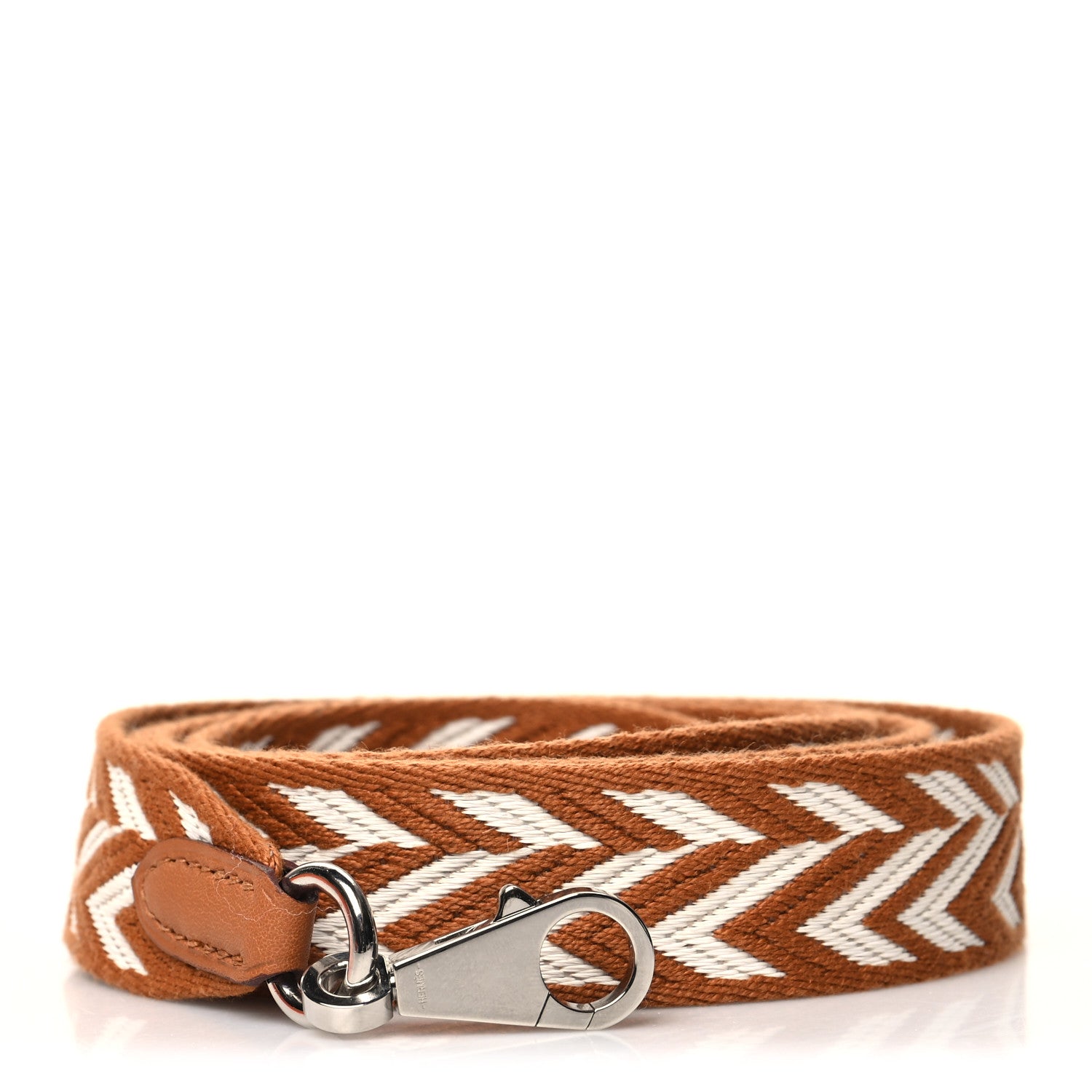 Hermes Toile Swift 25mm Sangle ZigZag Shoulder Strap Gold White 1 of 5