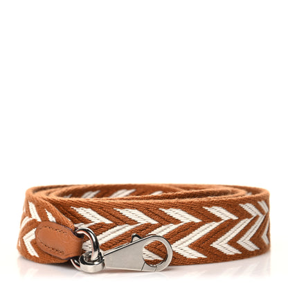 Hermes Toile Swift 25mm Sangle ZigZag Shoulder Strap Gold White 1 of 5