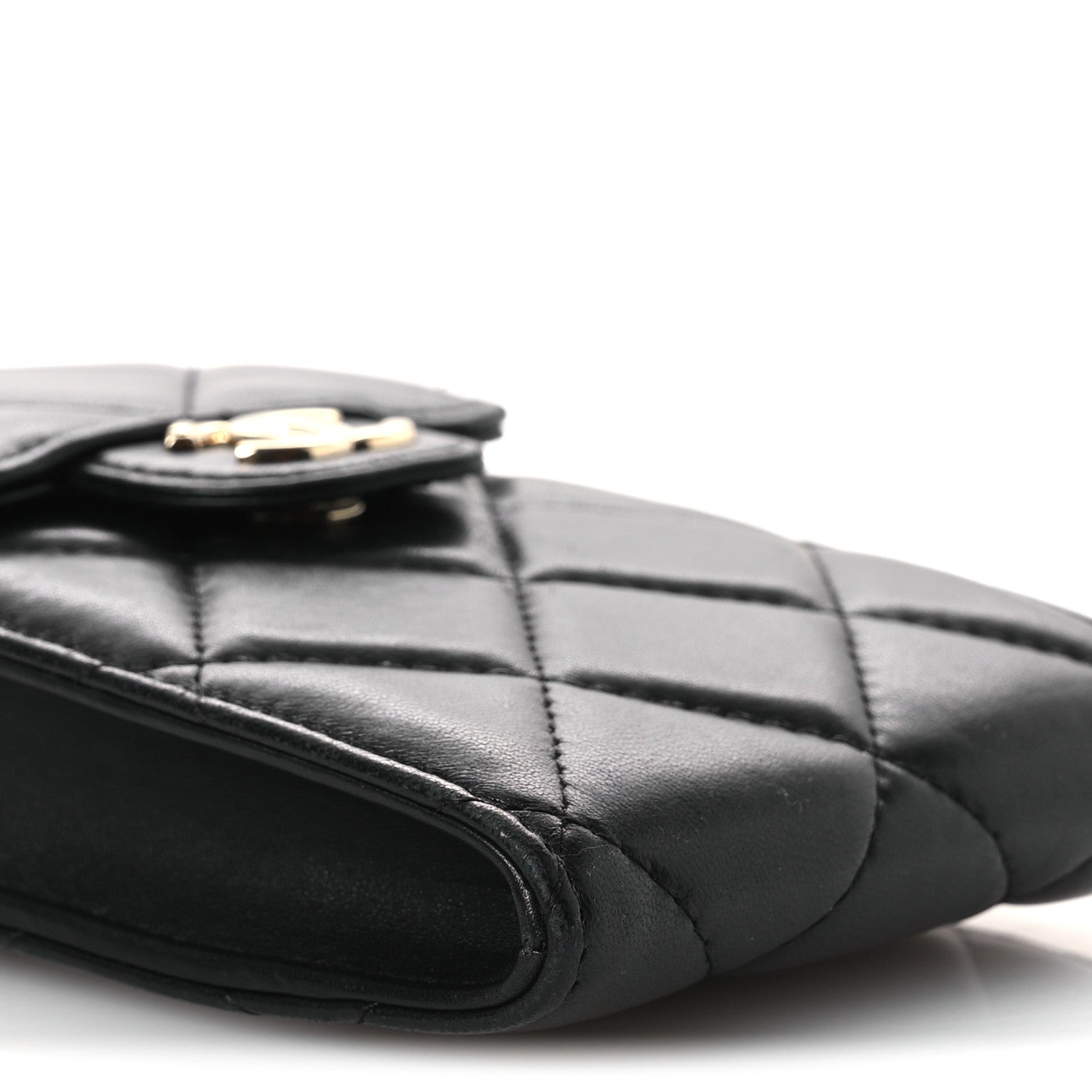 Chanel Lambskin Quilted Lacquered Chain Phone Holder With Chain Black 8 of 11