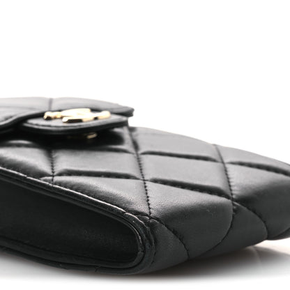 Chanel Lambskin Quilted Lacquered Chain Phone Holder With Chain Black 8 of 11