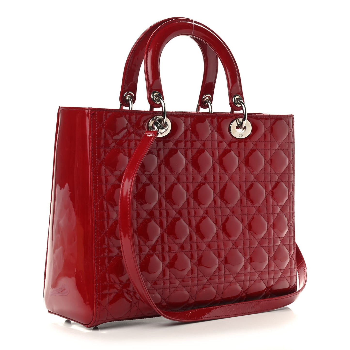 Patent Cannage Large Lady Dior Red