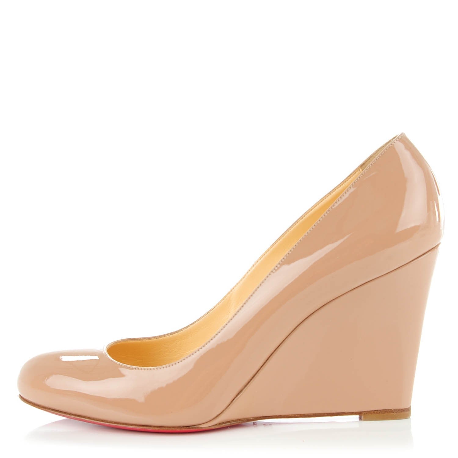 Christian Louboutin Patent Ron Ron Zeppa 80 Wedges 39.5 Nude 1 of 9