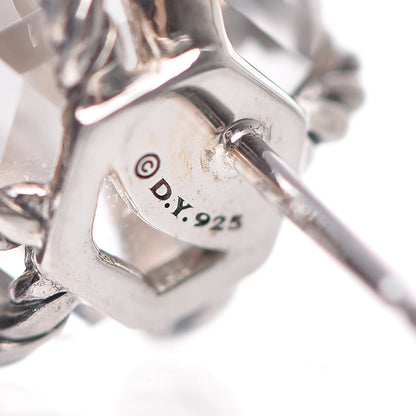 David Yurman Sterling Silver Diamond Crystal 10mm Cable Wrap Earrings 3 of 6