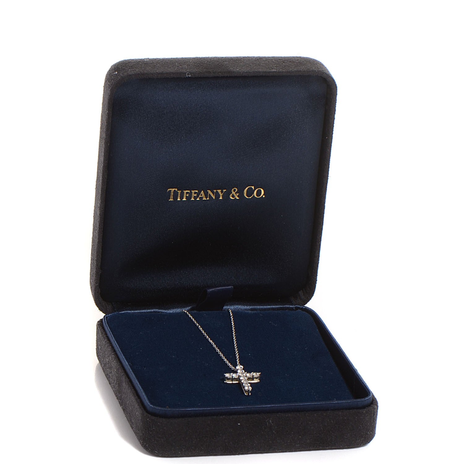 Tiffany Platinum Diamond Small Cross Pendant Necklace 7 of 7