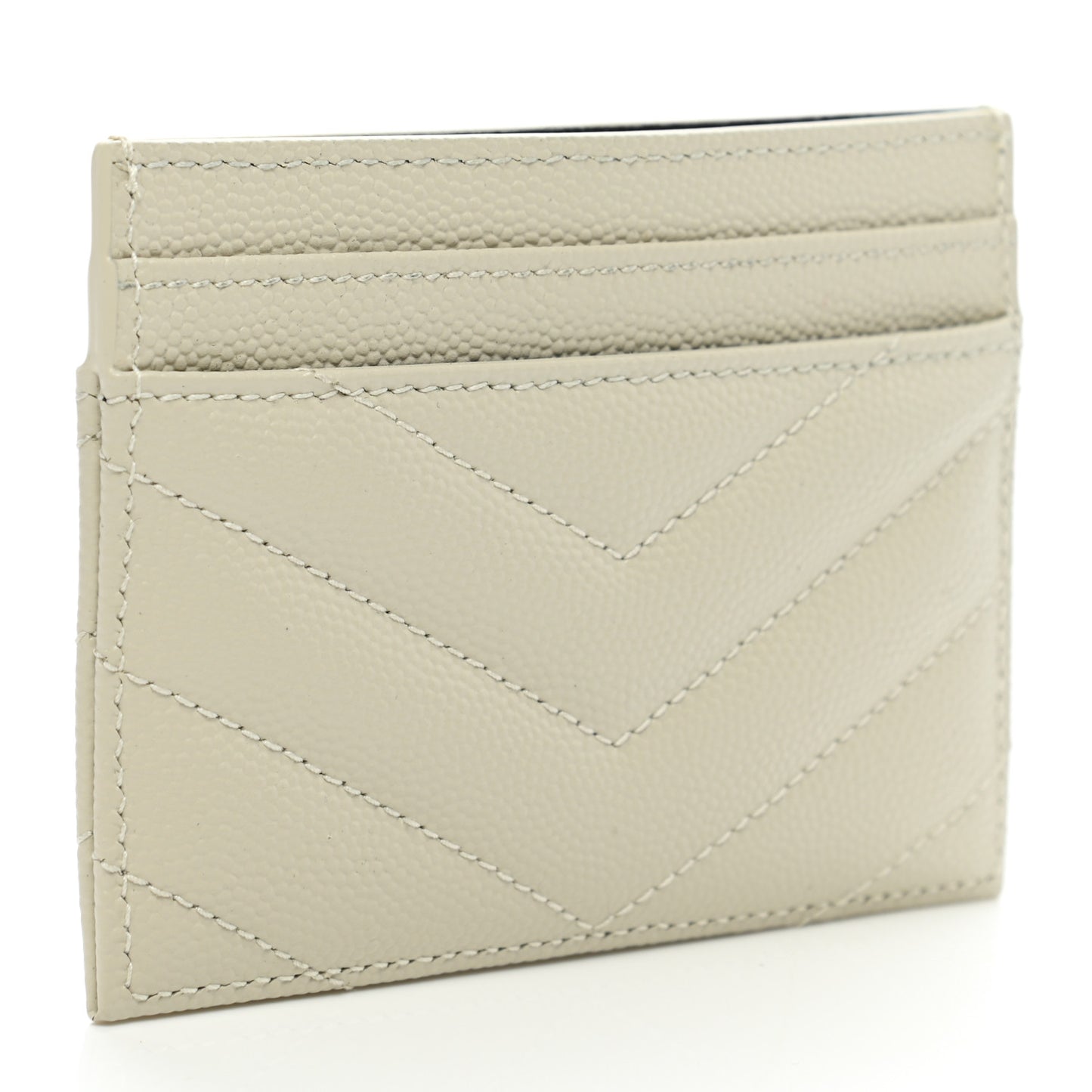 Grain De Poudre Matelasse Chevron Monogram Credit Card Case Sea Salt
