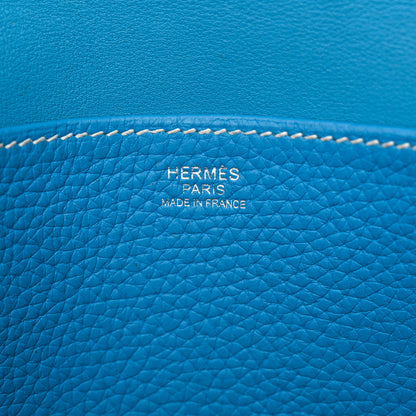 Hermes Taurillon Clemence Halzan 31 GM Bleu Frida 6 of 14