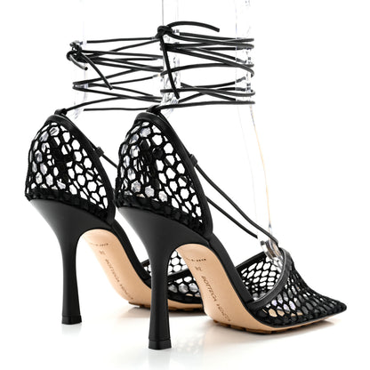 Bottega Veneta Mesh Nappa Stretch Ankle Tie Sandals 38 Black 4 of 9