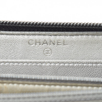Chanel Lambskin Camellia Embossed Large Zip Around Gusset Wallet Black 8 of 11