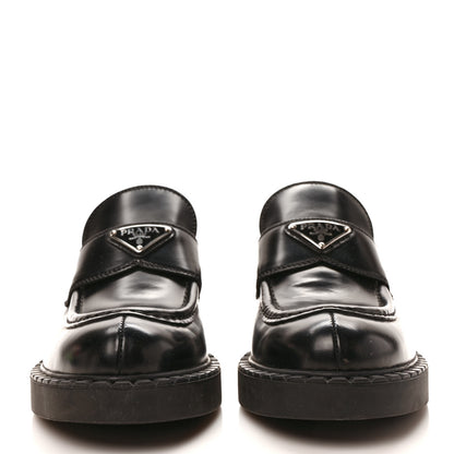 Prada Spazzolato Metal Triangle Logo 50mm Loafers 40 Black 2 of 8