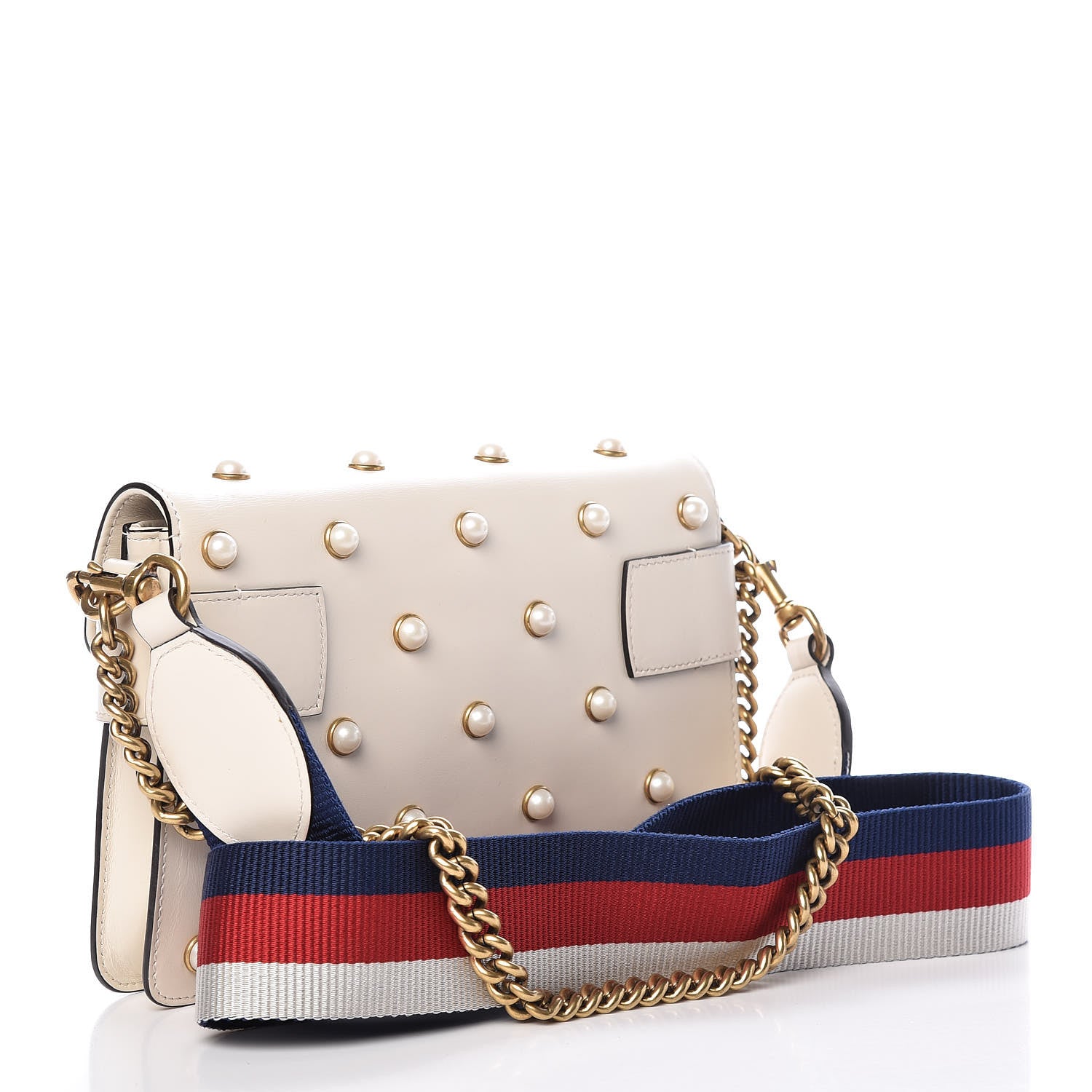 Gucci Nappa Pearl Studded Mini Queen Margaret Broadway Shoulder Bag Mystic White 3 of 16