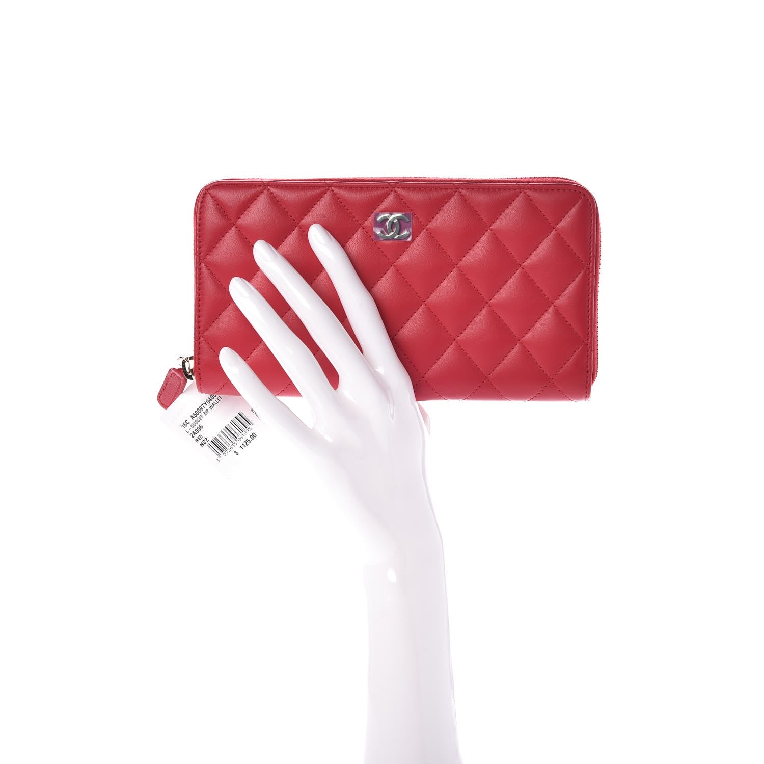 Chanel Lambskin Quilted Large Gusset Zip Around Wallet Red 2 of 8
