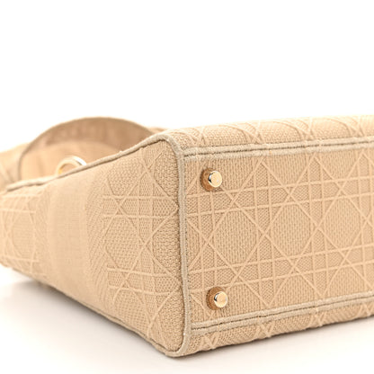 Christian Dior Canvas Embroidered Medium Lady D-Lite Beige 9 of 11