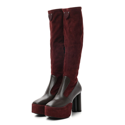 Louis Vuitton Suede Podium Platform High Boots 38.5 Bordeaux 3 of 8