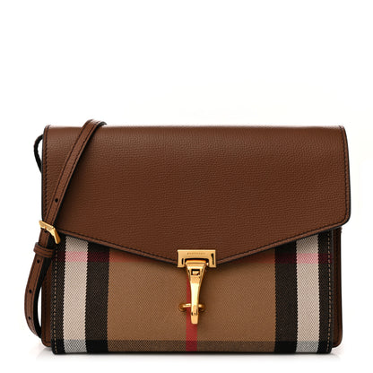 Burberry Derby Calfskin House Check Small Macken Crossbody Bag Tan 1 of 13