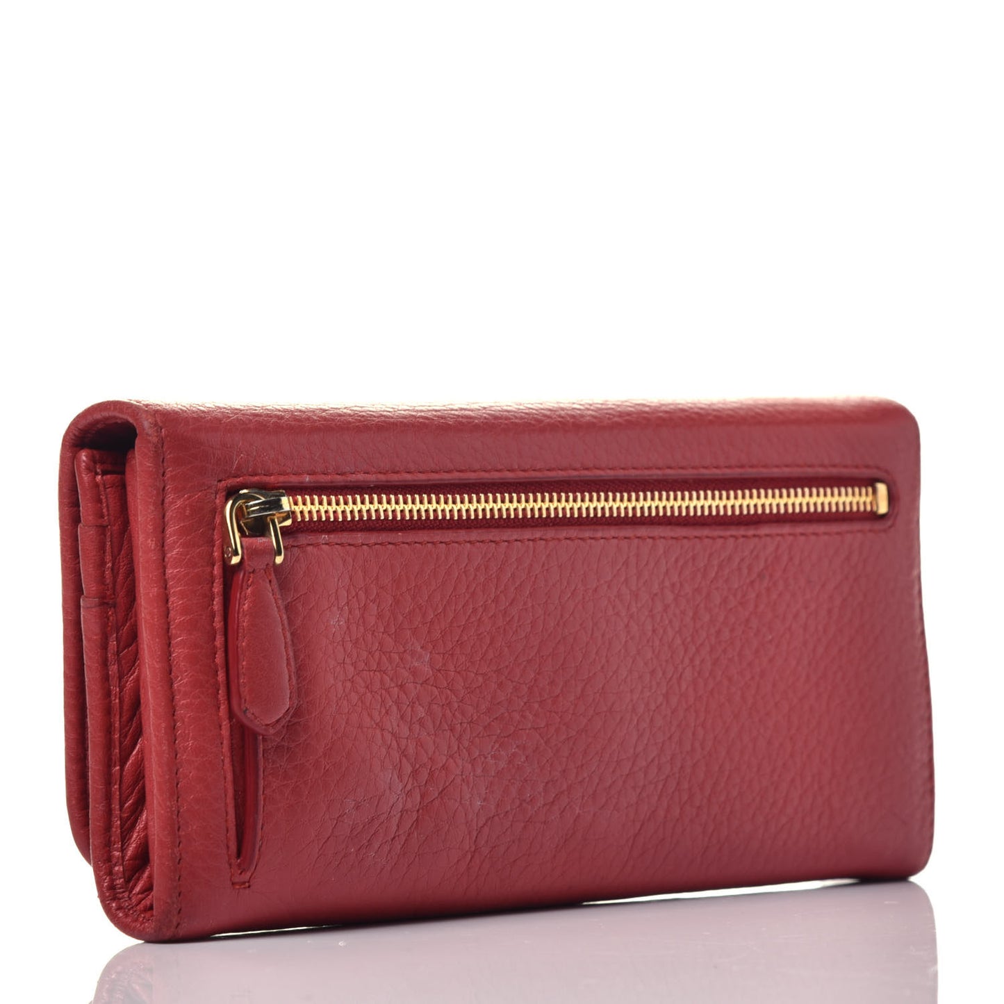 Vitello Daino Continental Flap Wallet Rosso