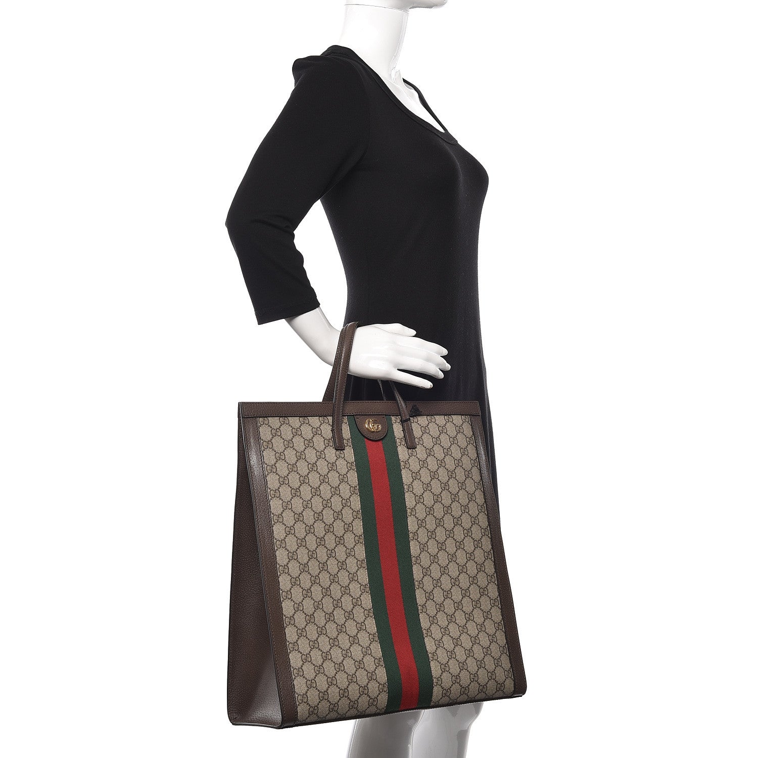 Gucci GG Supreme Monogram Web Ophidia Vertical Tote Brown 2 of 10