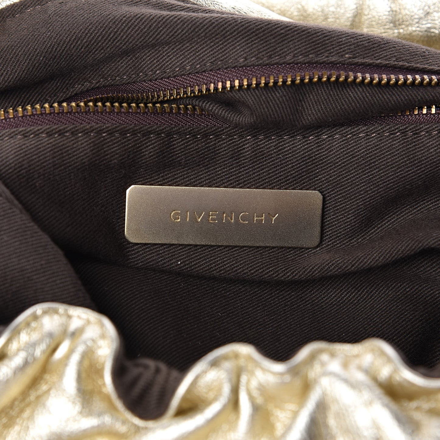 Metallic Calfskin Hobo Chain Gold
