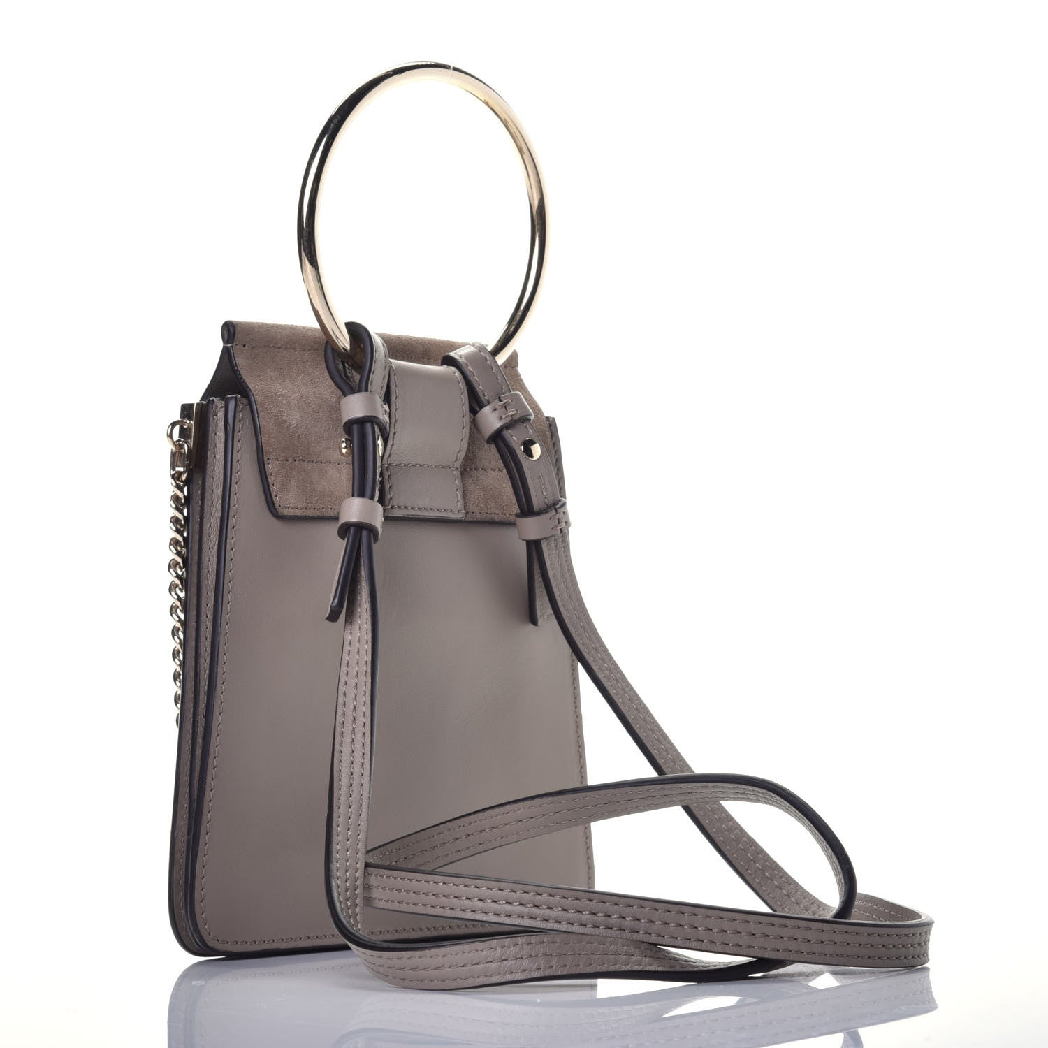 Chloe Suede Calfskin Mini Faye Bracelet Bag Motty Grey 3 of 8