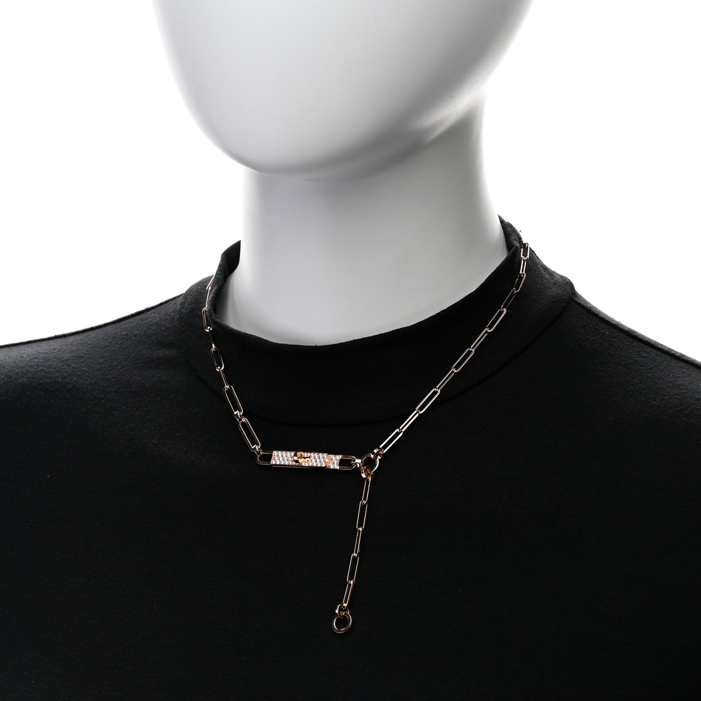 18K Rose Gold Diamond Pave PM Kelly Chaine Lariat Necklace ST