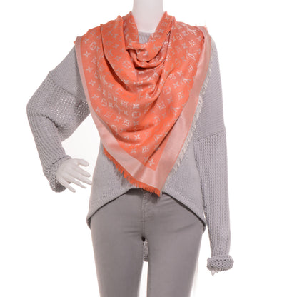Louis Vuitton Wool Silk Monogram Denim Shawl Piment 2 of 5