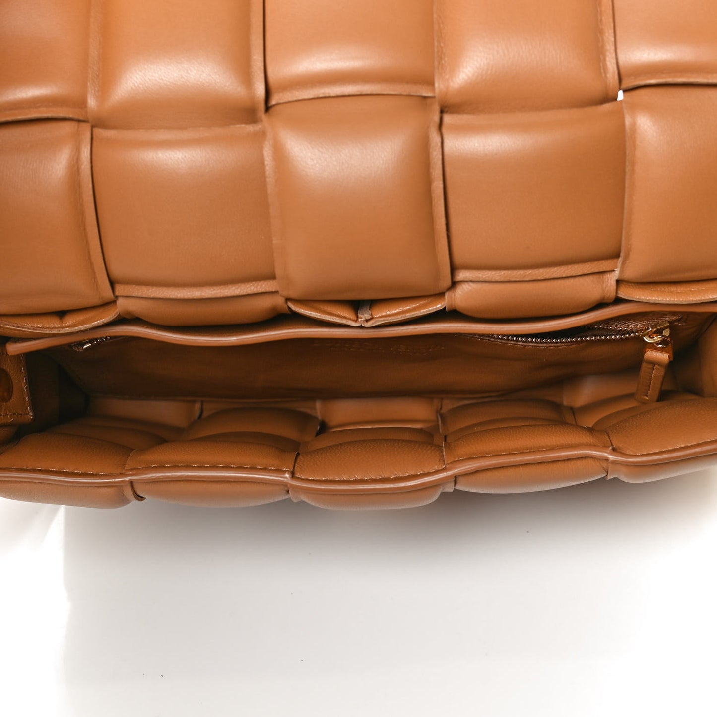 Nappa Maxi Intreccio Padded Cassette Crossbody Bag Caramel
