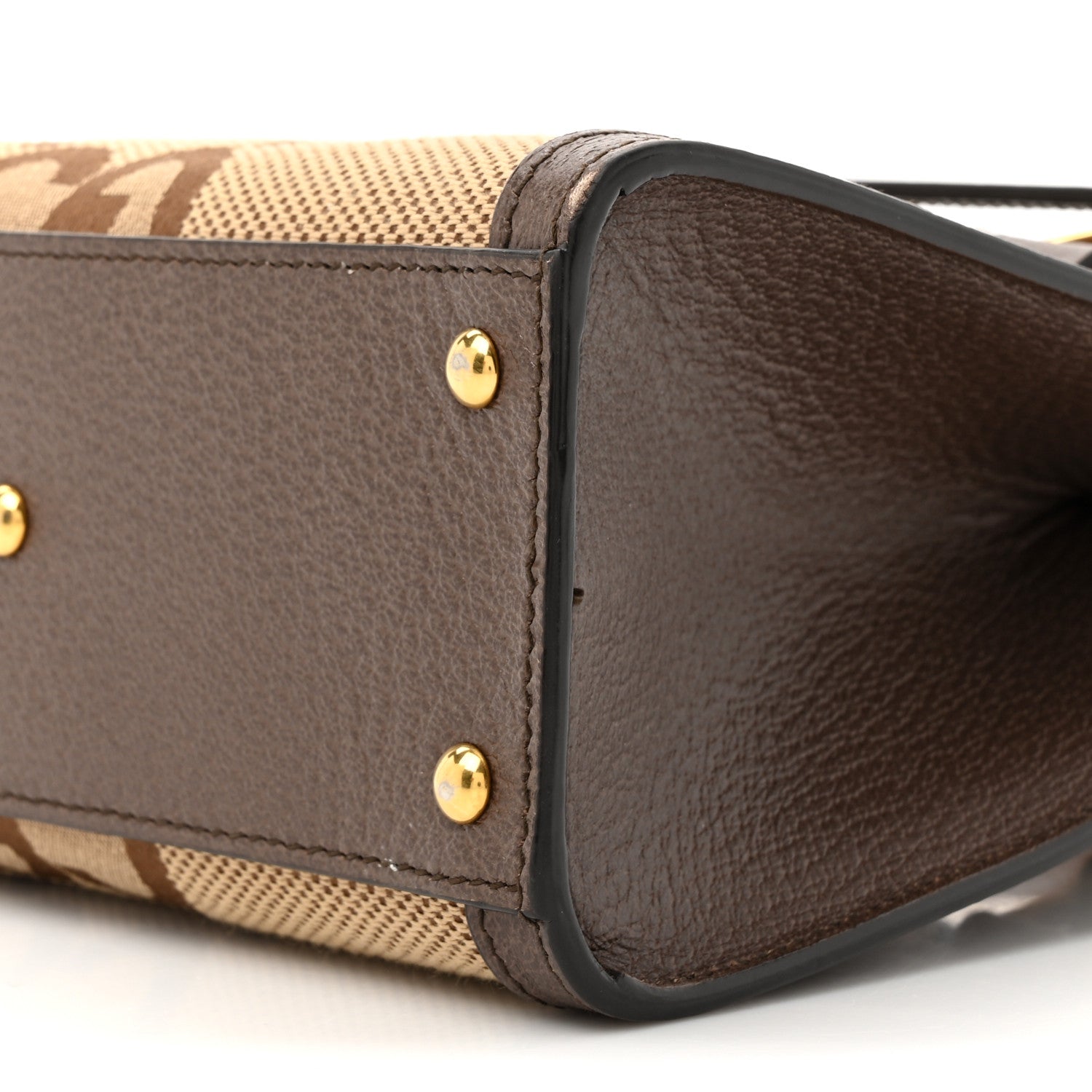 Gucci Monogram Jumbo GG Textured Dollar Calfskin Mini Diana Tote Bag Camel Ebony New Acero 9 of 14