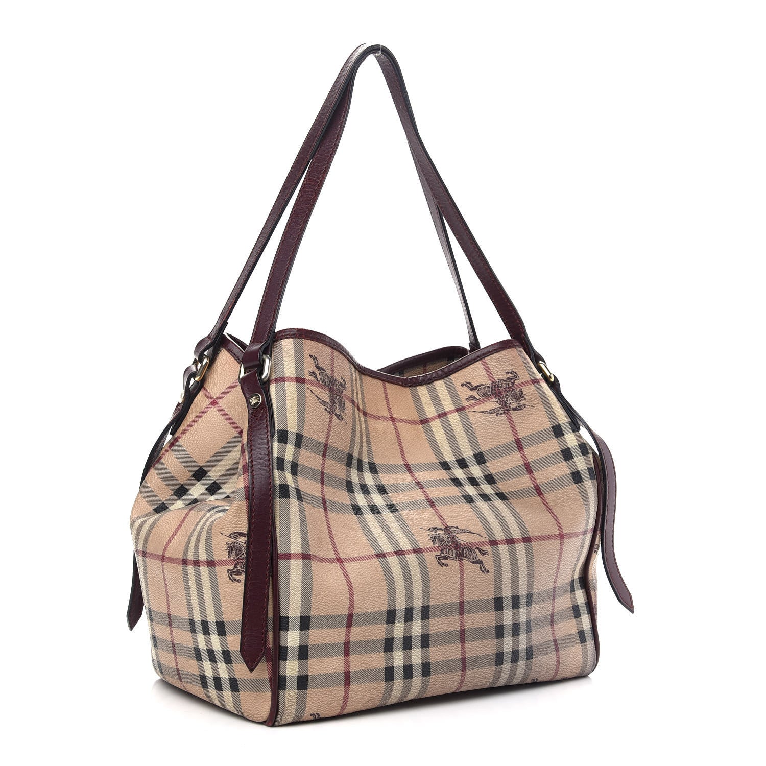 Burberry Haymarket Check Small Canterbury Tote Burgundy 3 of 16