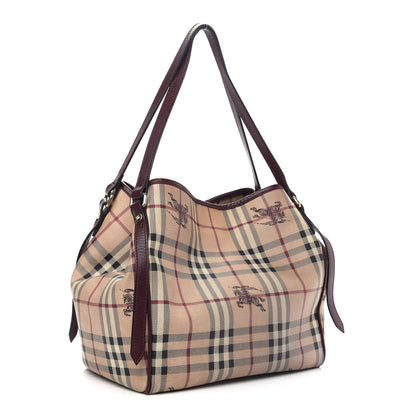 Burberry Haymarket Check Small Canterbury Tote Burgundy 3 of 16