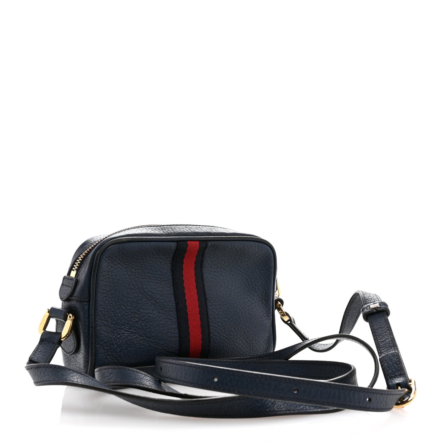 Textured Calfskin Web Mini Ophidia Shoulder Bag Blue Agata