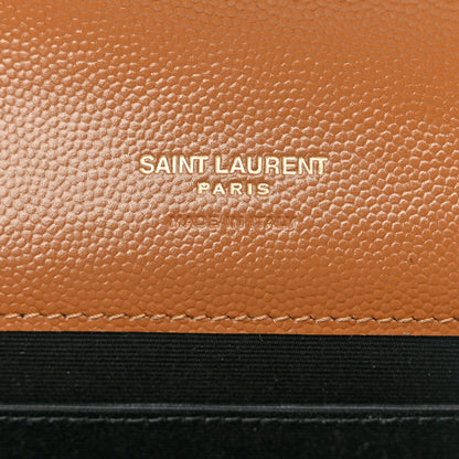 Saint Laurent Grain De Poudre Matelasse Chevron Monogram Cassandre Flap Pouch Natural Dark 6 of 7