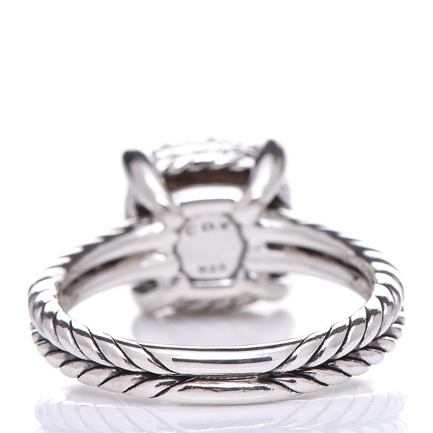 Sterling Silver Diamond 11mm Chatelaine Pave Ring 57 8