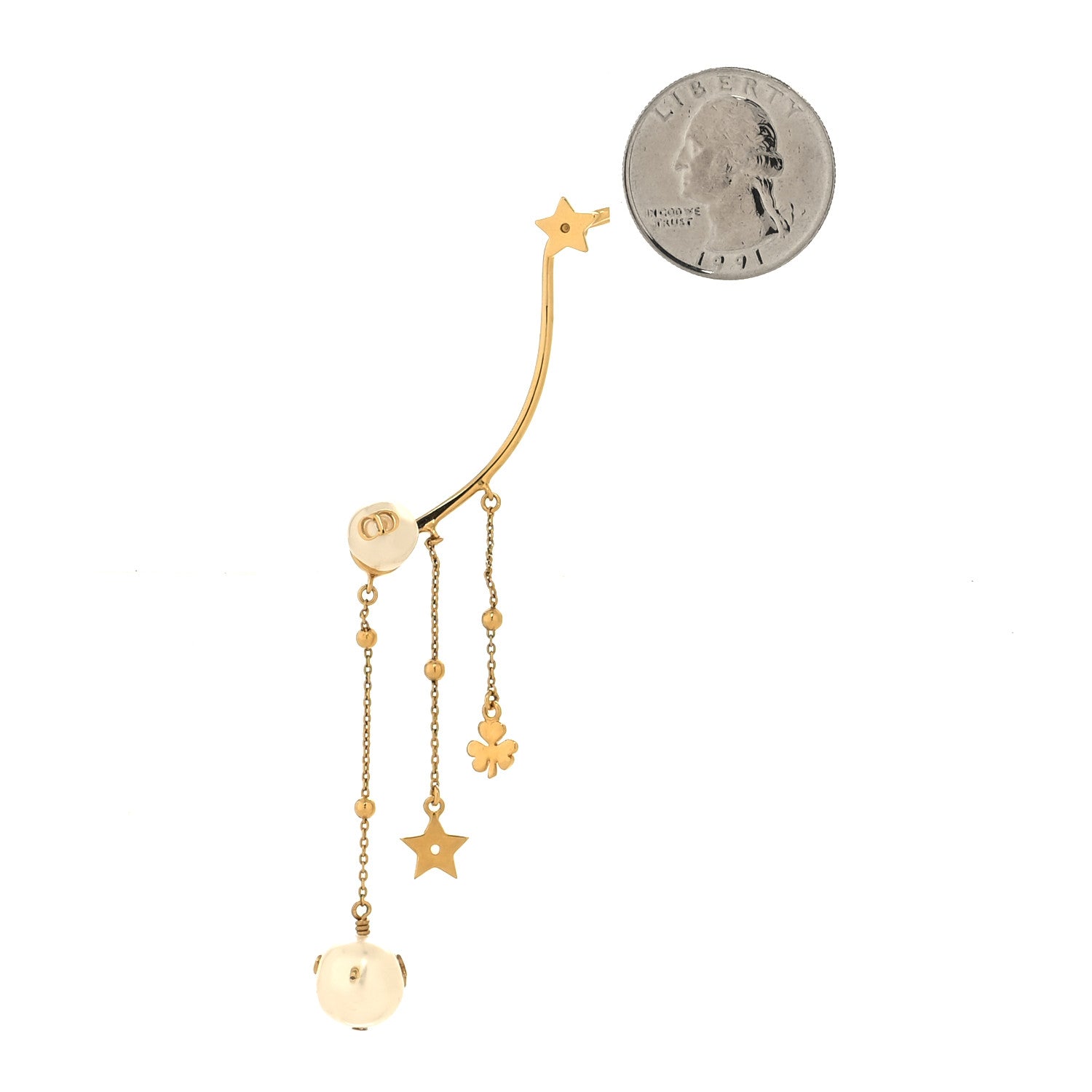 Christian Dior Pearl Shiny-D Earring Gold 2 of 4