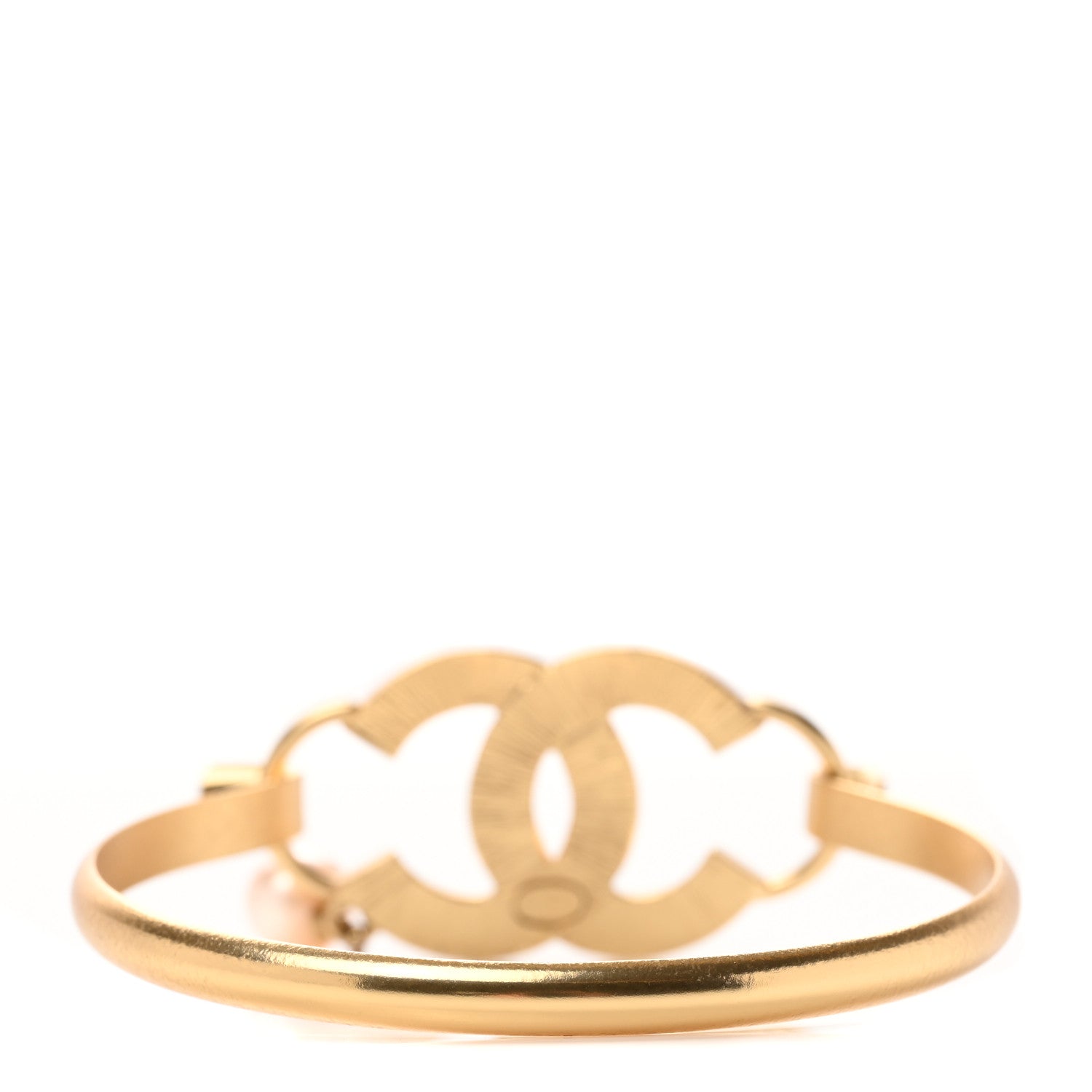 Chanel Pearl Crystal CC Bangle Gold Pink 4 of 5