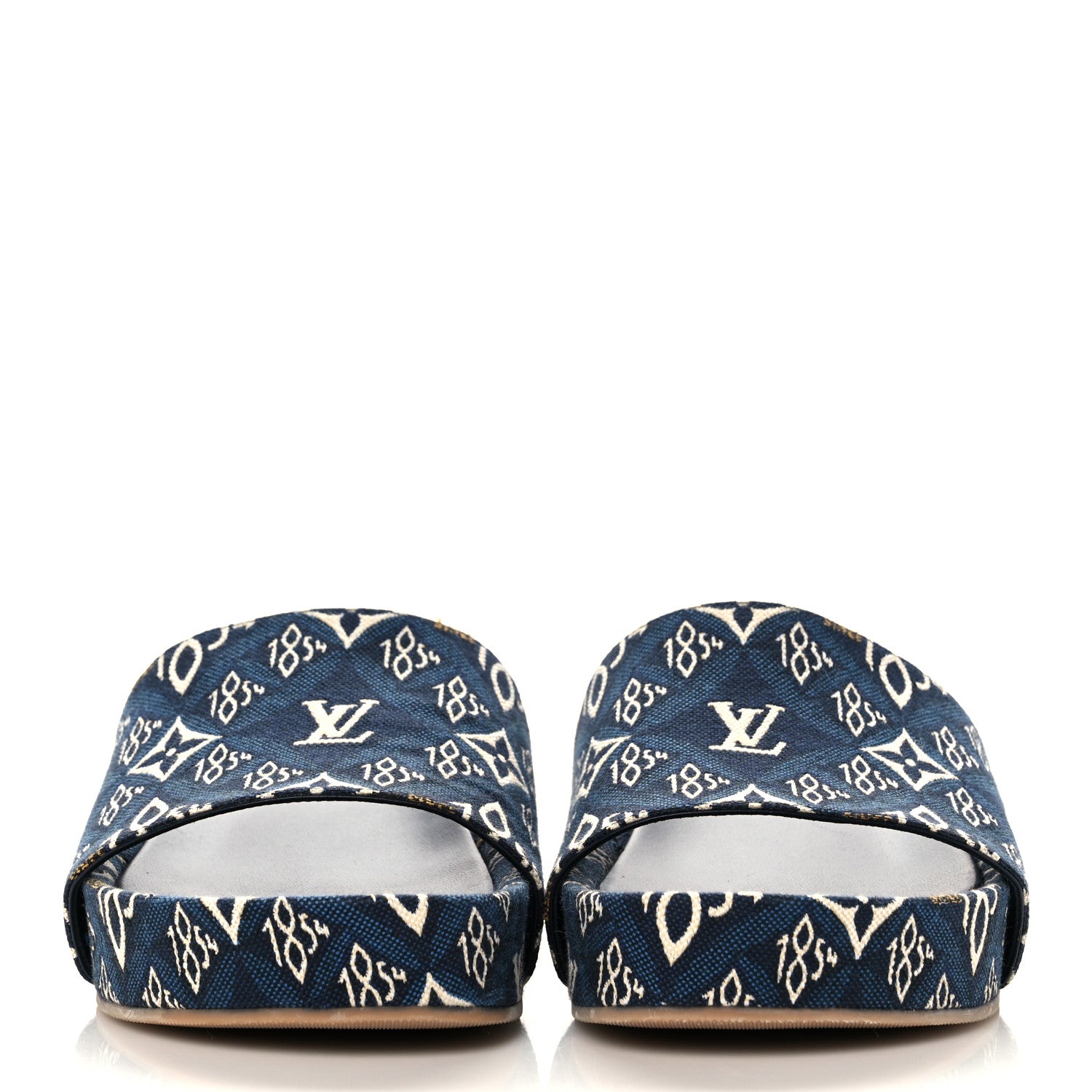 Louis Vuitton Canvas Since 1854 Jumbo Flatform Mule Sandals 38 Blue 2 of 8