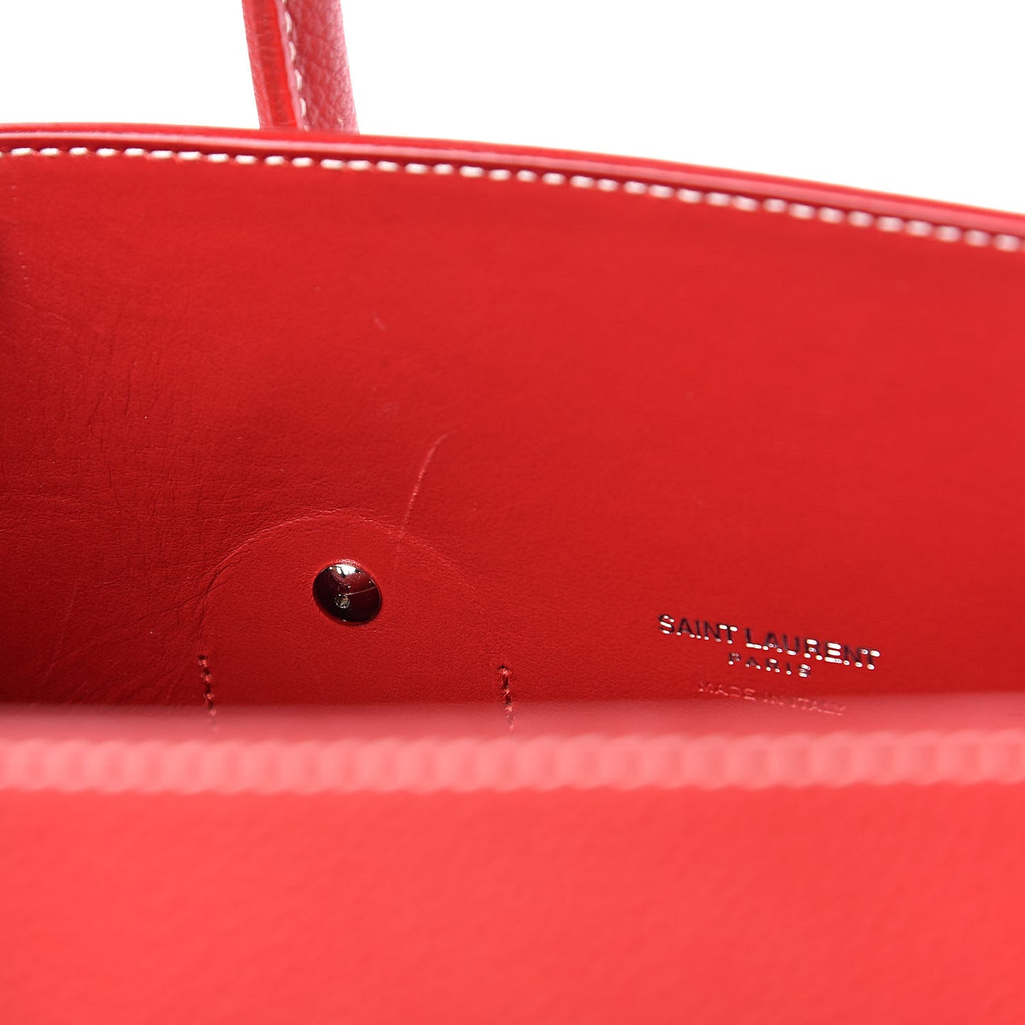 Grained Calfskin Topstich Small Sac De Jour Red