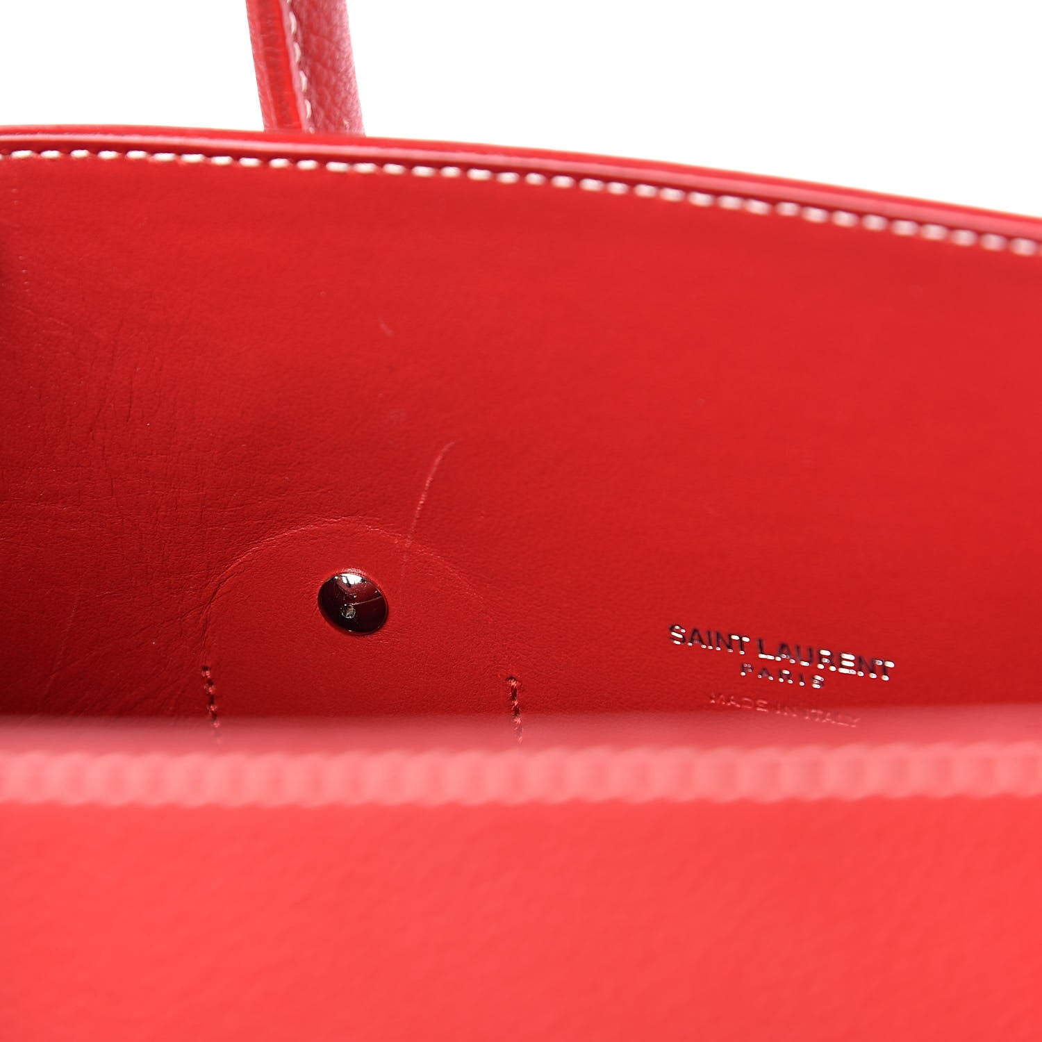 Saint Laurent Grained Calfskin Topstich Small Sac De Jour Red 7 of 11
