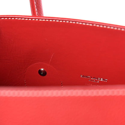 Saint Laurent Grained Calfskin Topstich Small Sac De Jour Red 7 of 11