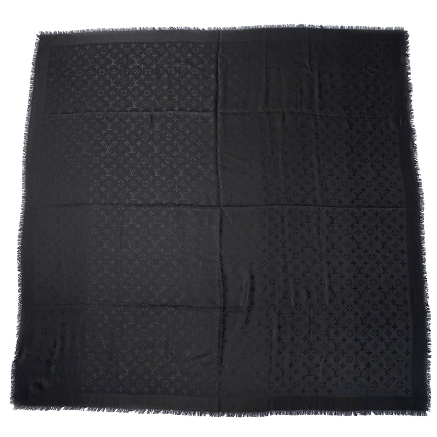 Silk Wool Monogram Shawl Black