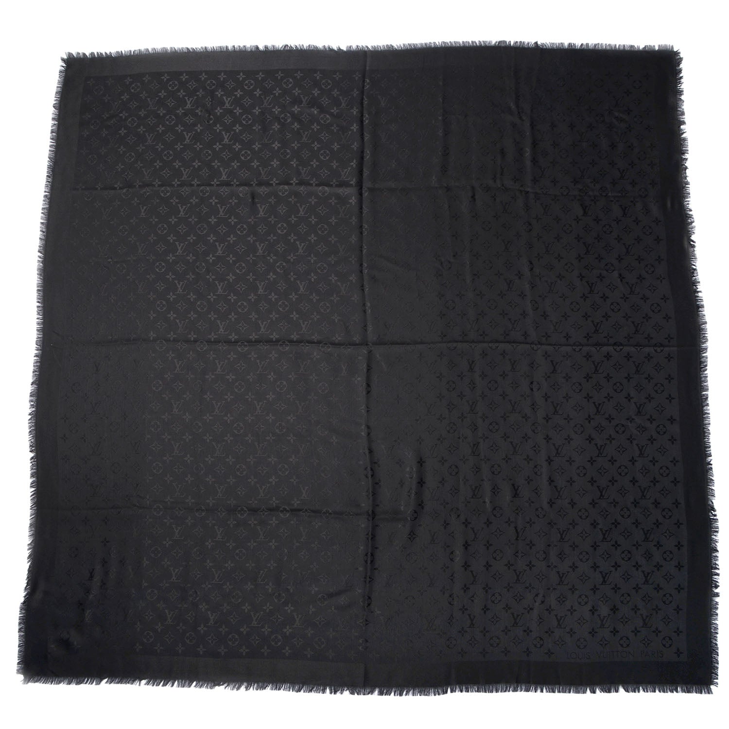 Louis Vuitton Silk Wool Monogram Shawl Black 3 of 5